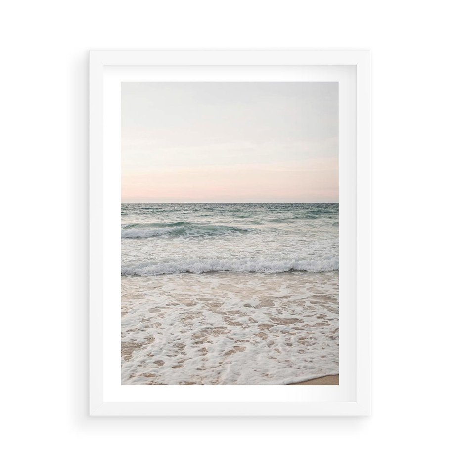 Plakat w ramie 50x70 - Krajobraz Morza i Fal - morze, fale - rama biała