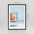 Plakat w ramie 50x70 - Letnia Idylla - plaża, domek na plaży - rama czarna