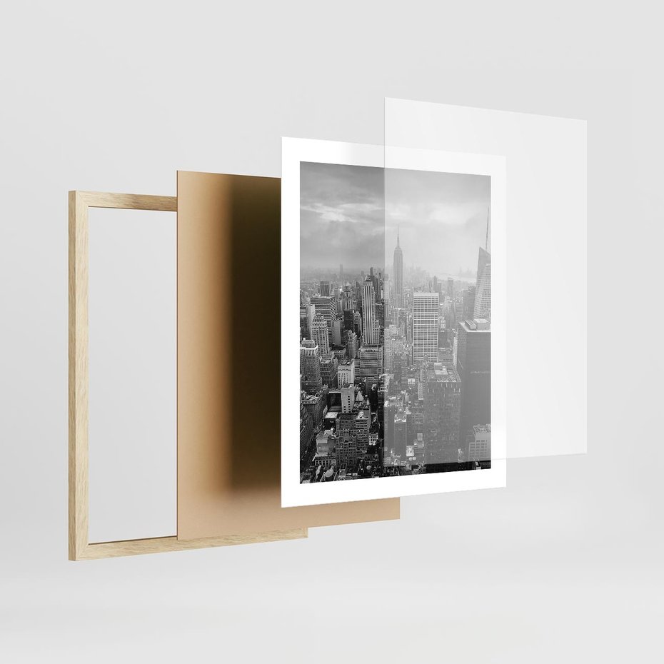 Plakat w ramie 40x50 - Majestatyczne Wysokości - Nowy Jork, wieżowce - rama drewno
