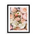 Plakat w ramie 40x50 - Kwiatowy Rarytas: Róże w Herbacianym Zbliżeniu - kwiaty, herbaciane - rama czarna