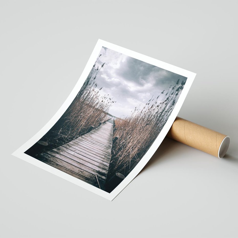 Plakat bez ramy 21x30 - Mglisty krajobraz - pomost, morze