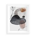 Plakat w ramie 50x70 - Impresje Harmonii - abstrakcyjne plamy akwarelowe, czarny szkic - rama biała