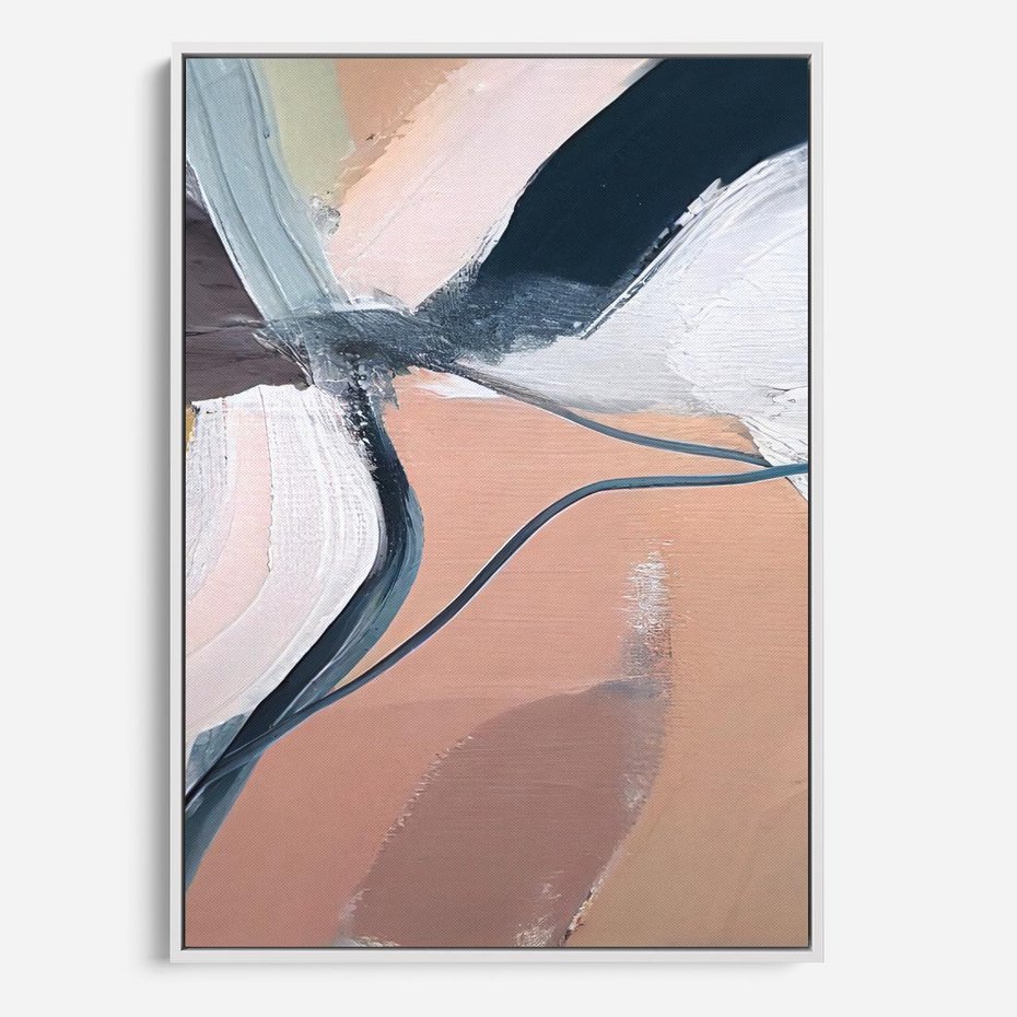 Obraz w ramie 80x120 - Ścieżki Emocji - abstrakcja, farby olejne - rama biała