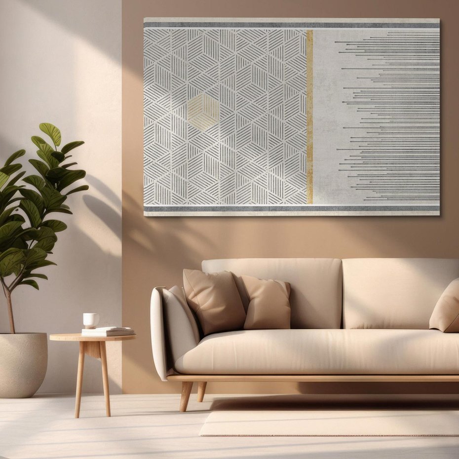 Obraz na płótnie 70x50 - Drobny Print Klasyki - geometryczne linie, styl mid century