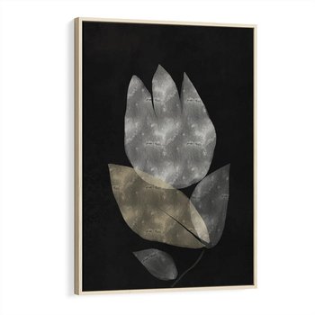 Obraz w ramie 80x120 - Nocne Uniesienia - abstrakcyjny kwiat, mroczna atmosfera - rama drewno