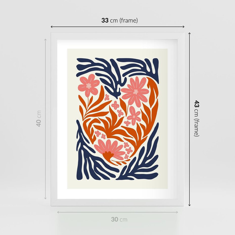 Plakat w ramie 30x40 - Kwiatami Splecione - kwiaty, nowoczesny plakat - rama biała