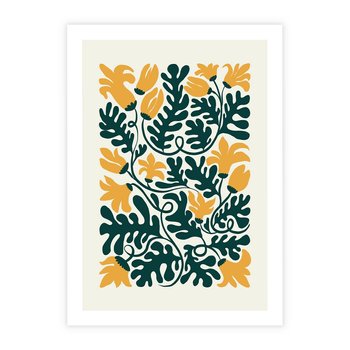 Plakat bez ramy 21x30 - Impulsy Kreatywności - abstrakcyjne żółte kwiaty, kompozycja