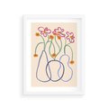 Plakat w ramie 30x40 - Migocące Pastelowe Impresje - minimalistyczny abstrakcyjny obraz, prymitywne kwiatki - rama biała