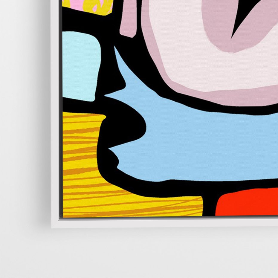 Obraz w ramie 50x70 - Czarny Komiks - abstrakcyjne formy, komiksowy styl - rama biała