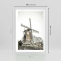Plakat w ramie 50x70 - Wiejska Idylla z Młynem - wiatrak, młyn - rama biała