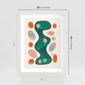 Plakat w ramie 30x40 - Wewnętrzne Spektrum - abstrakcyjne formy, dominujący kolor zielony - rama biała