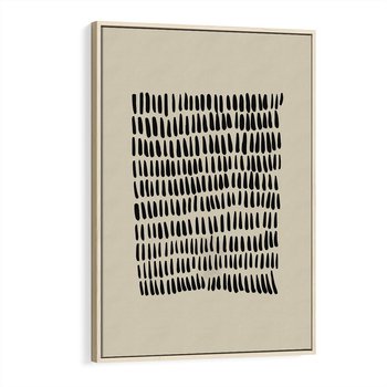 Obraz w ramie 50x70 - Energetyczne Pulsacje Nowości - boho plakat, czarne kropki kreski - rama drewno