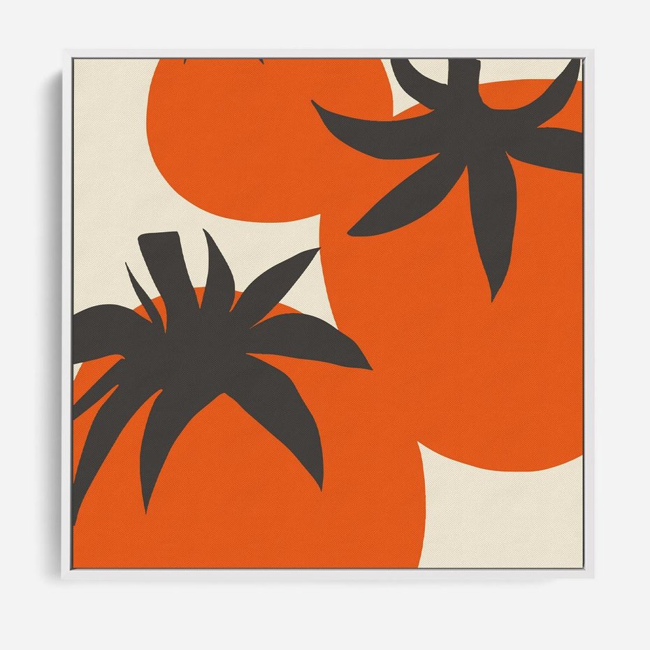 Obraz w ramie 80x80 - Jadalne Kształty - nowoczesny plakat do kuchni, pomidory - rama biała