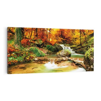 Obraz na płótnie 120x60 - Idylliczny las z bujnym strumykiem - las, drzewa