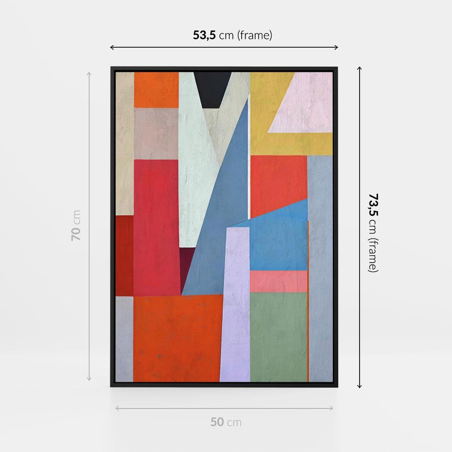 Obraz w ramie 50x70 - Migotliwe Nastroje Kształtów - różne geometryczne formy, olejny obraz - rama czarna