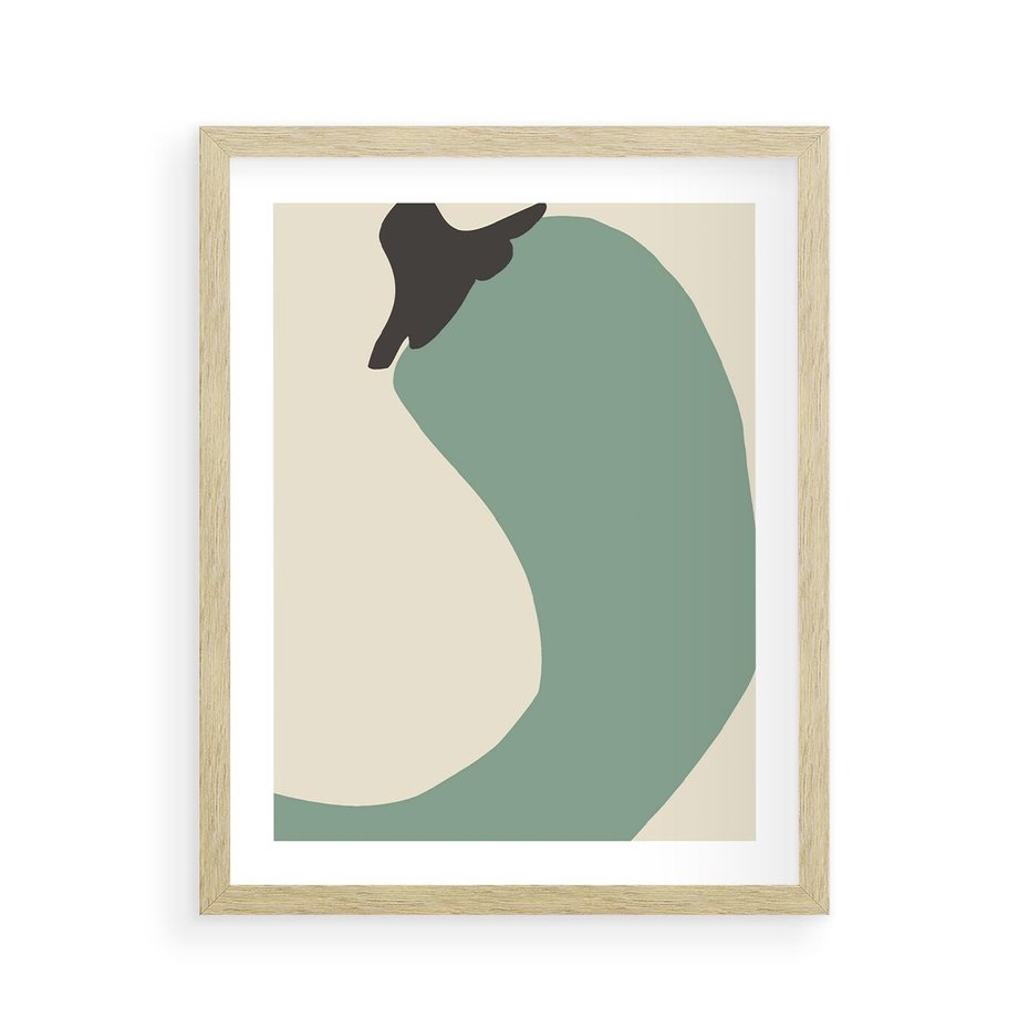 Plakat w ramie 40x50 - Granice Akwareli - abstrakcyjny minimalistyczny obraz, zielona papryczka - rama drewno