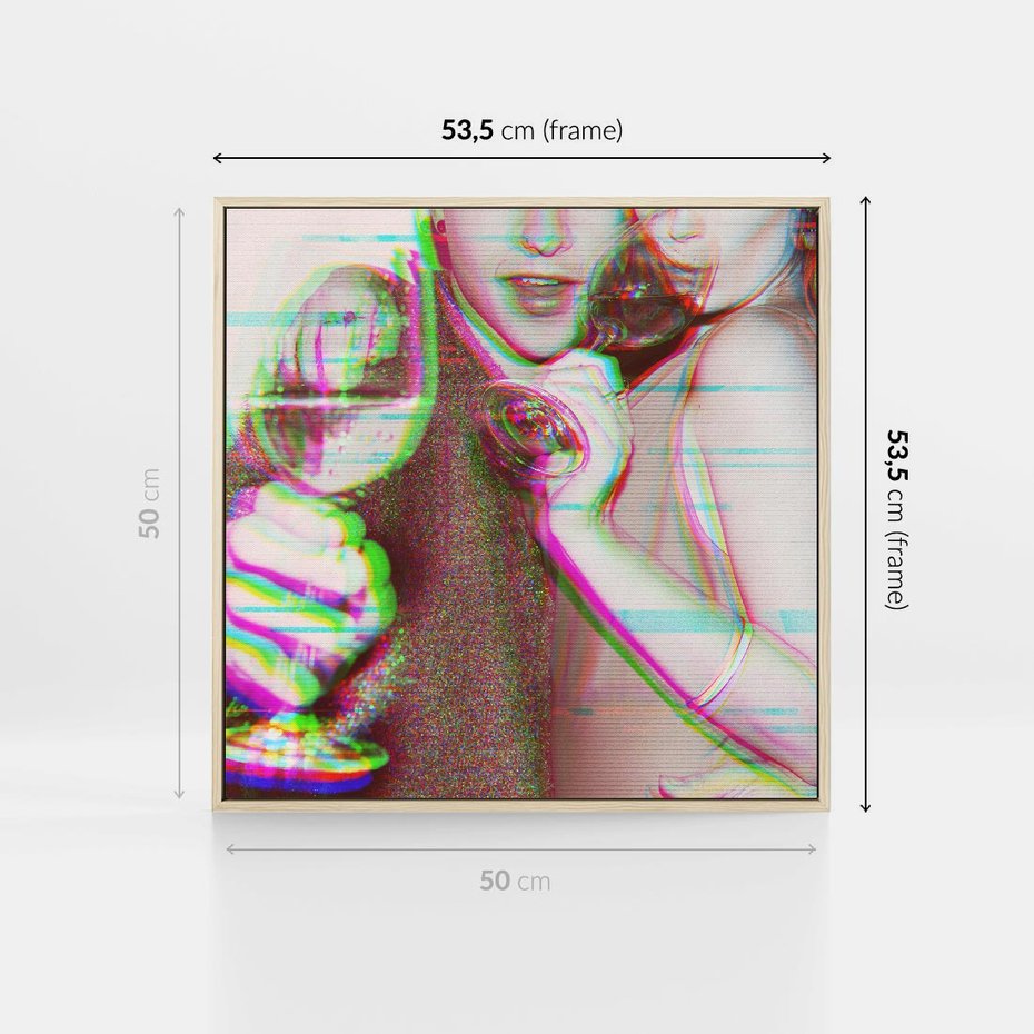 Obraz w ramie 50x50 - Zakochani na Kliszy - zdjecie, stara prześwietlona klisza - rama drewno