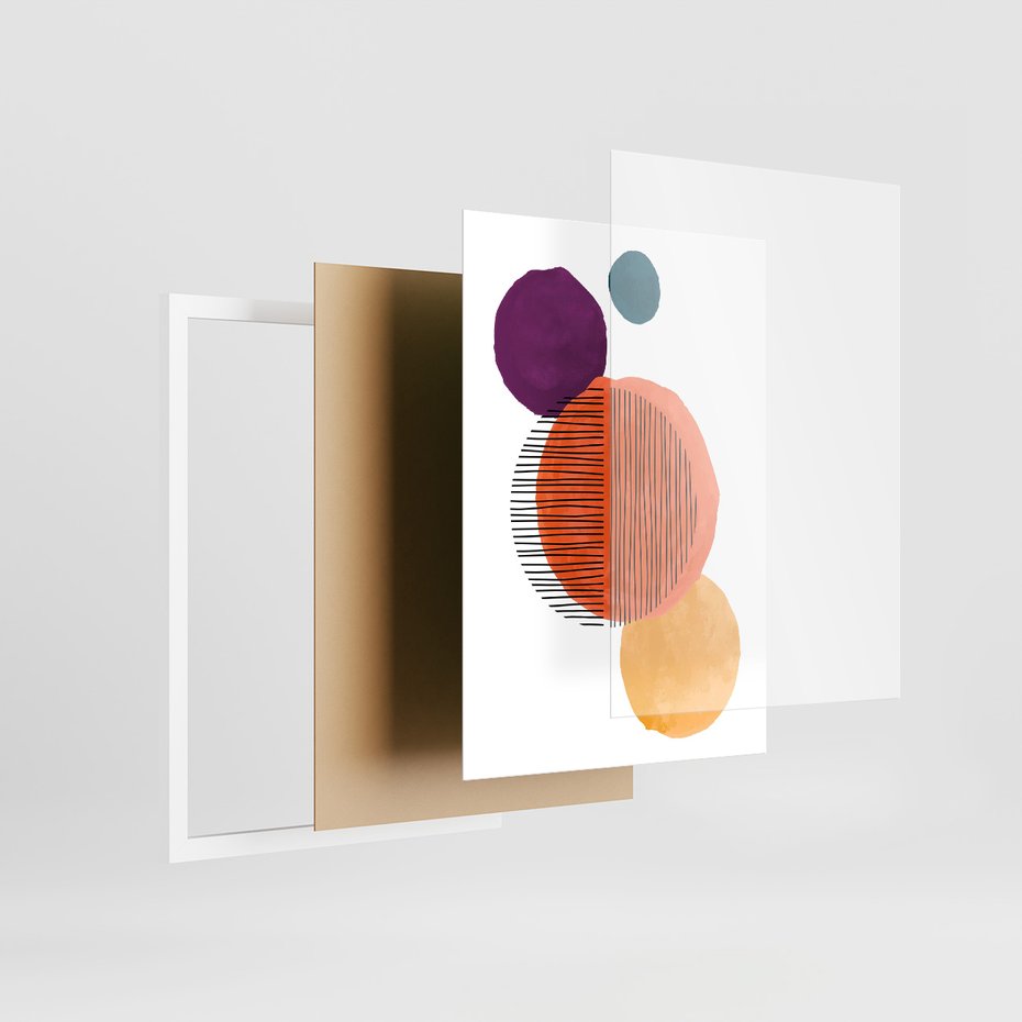 Zestaw obrazy w ramie 50x70 galeria - Geometryczne, koła, akwarela - rama biała