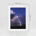 Plakat w ramie 30x40 - Burza z błyskawicami nad horyzontem - burza, błyskawica - rama biała