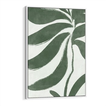 Obraz w ramie 80x120 - Zieleń Wewnętrznego Spokoju - zielony plakat, roślinne inspiracje - rama biała