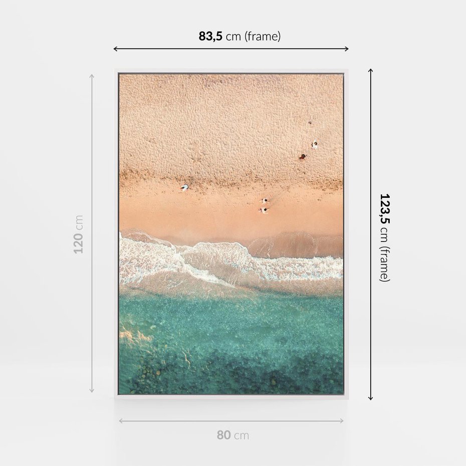 Obraz w ramie 80x120 - Oczy turkusu - fotografia, plaża - rama biała