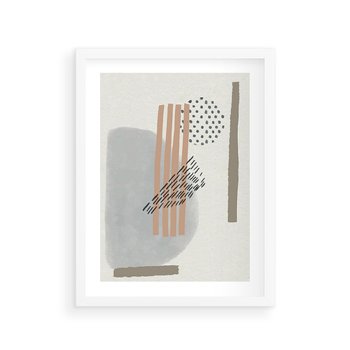 Plakat w ramie 30x40 - Nowoczesna Abstrakcja: Delikatne Beże - abstrakcja, nowoczesna sztuka - rama biała