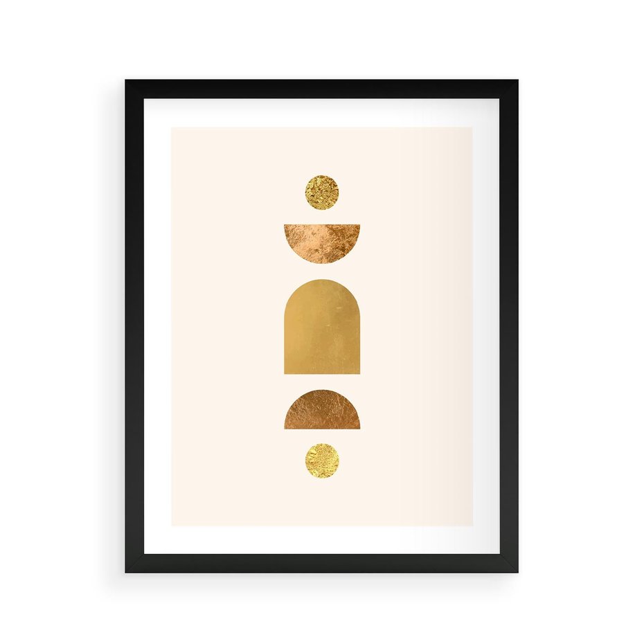 Plakat w ramie 40x50 - Abstrakcyjne Wzory - geometryczne złote kształty, tekstura - rama czarna