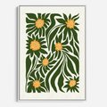 Obraz w ramie 80x120 - Spojrzenie wgłąb roślinnego świata - abstrakcyjne kwiaty, kompozycja - rama biała