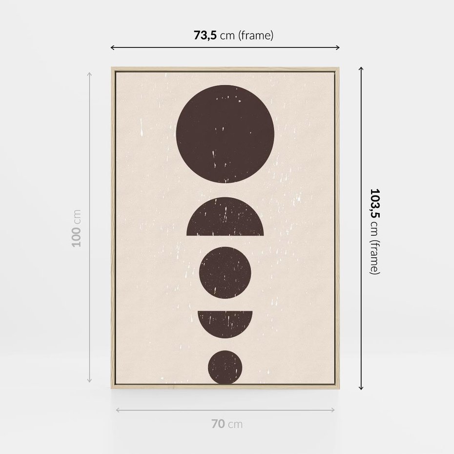 Obraz w ramie 70x100 - Migocące Granice - mid century styl, nowoczesna grafika - rama drewno