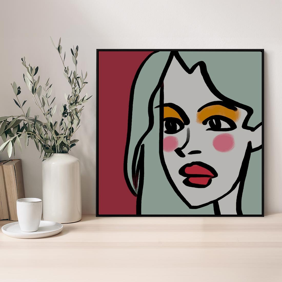 Obraz w ramie 50x50 - Ekspresja Linii - nowoczesny plakat, mocna linie - rama czarna