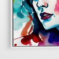 Obraz w ramie 50x50 - Abstrakcyjna ekstaza barw - abstrakcyjny portret kobiety, szkic czarną kreską - rama biała