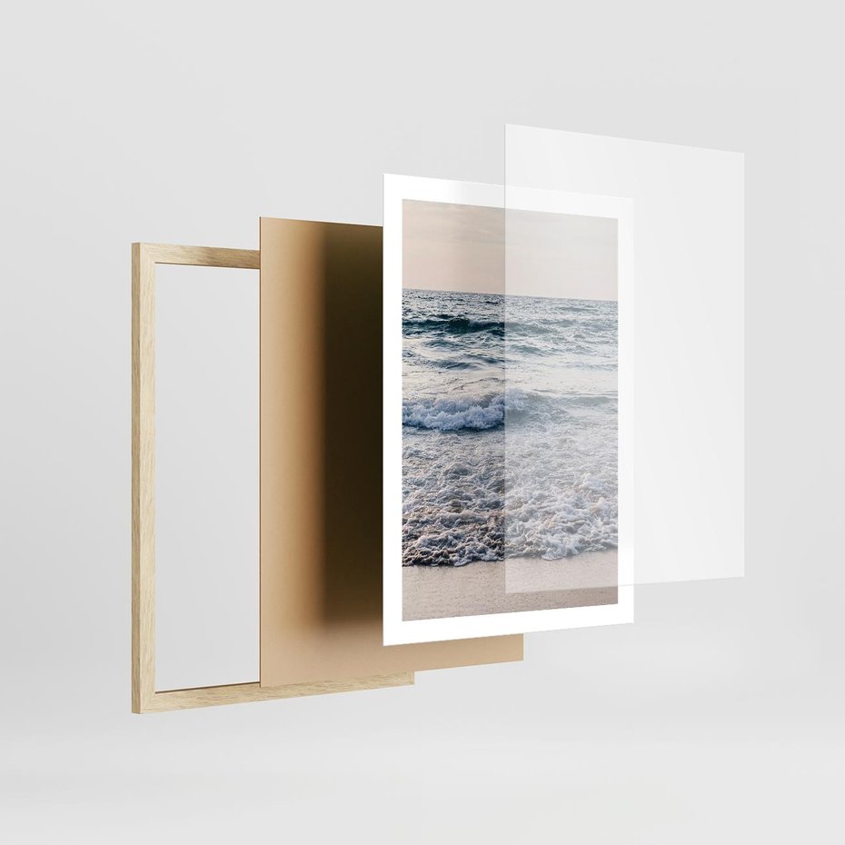 Plakat w ramie 50x70 - Malowniczy Nadmorski Krajobraz - morze, fale - rama drewno
