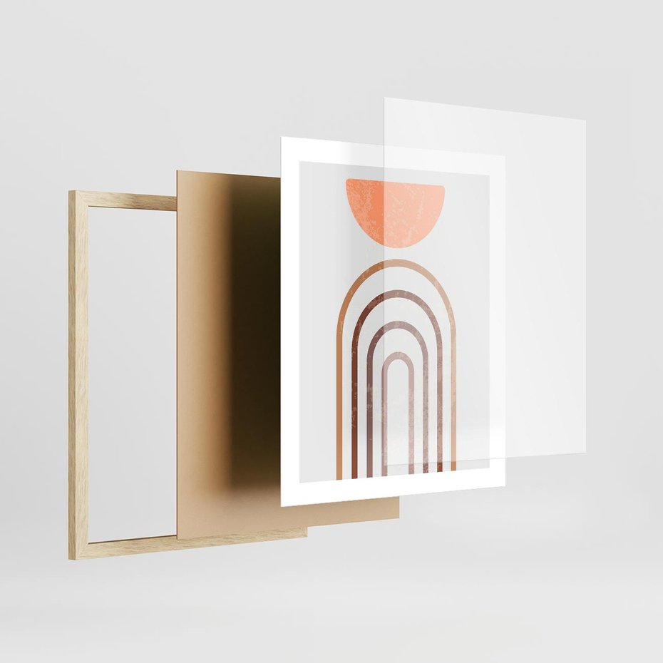 Plakat w ramie 40x50 - Geometryczny Blask Złota - grafika, złoto - rama drewno