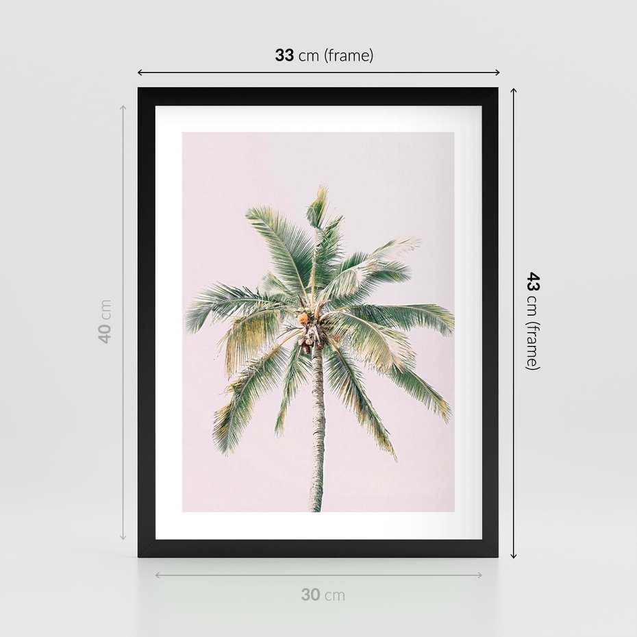 Plakat w ramie 30x40 - Błogość Tropików - palma, tropiki - rama czarna