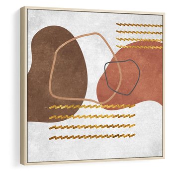 Obraz w ramie 80x80 - Odbicie światła serca - abstrakcyjne rozlane plamy, boho styl - rama drewno