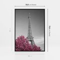 Obraz w ramie 50x70 - Różowy Paryż - czarno białe zdjęcie, wieża eiffla - rama czarna