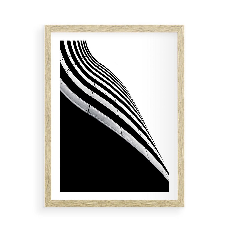 Plakat w ramie 50x70 - Architektoniczna Fala - architektura, falowany budynek - rama drewno