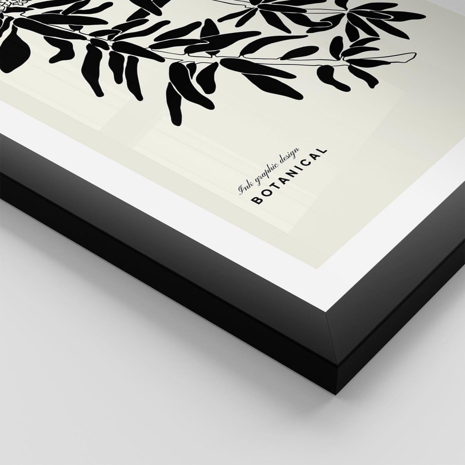 Plakat w ramie 30x40 - Szept kwiatowej wyobraźni - czarno biała grafika, roślinność - rama czarna