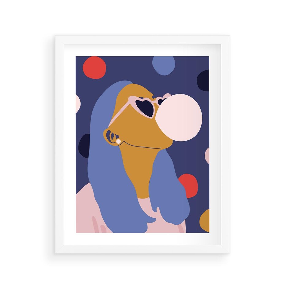 Plakat w ramie 40x50 - Odbicie Kobiety - nowoczesny plakat, styl retro - rama biała