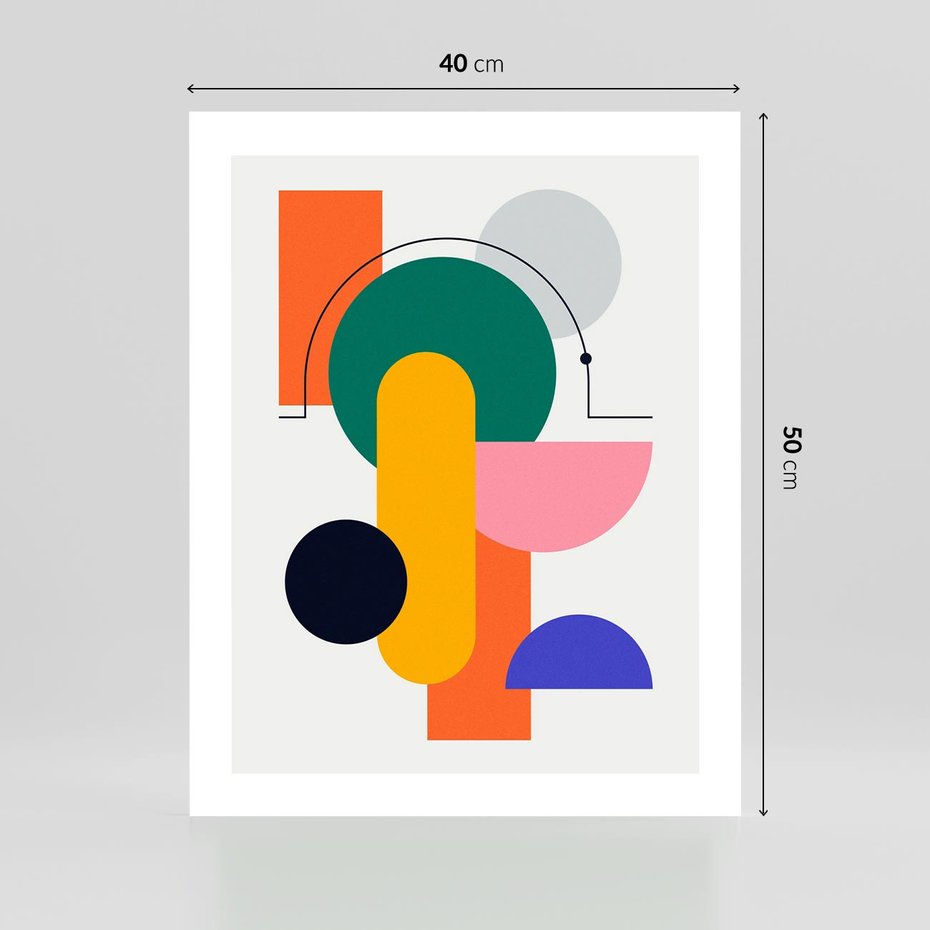 Plakat bez ramy 40x50 - Harmonijne Przenikanie Form - nowoczesna sztuka, geometryczna kolorowa grafika