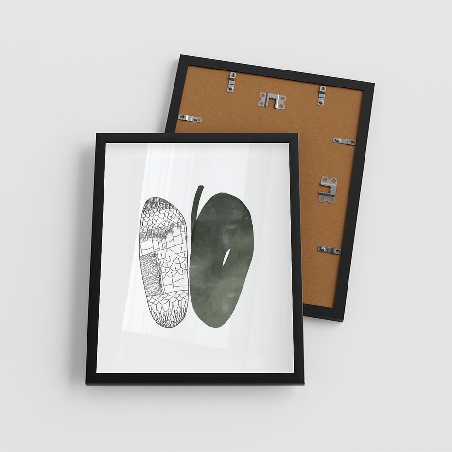 Plakat w ramie 40x50 - Przesunięte Jabłko - minimalistyczny plakat, jabłko - rama czarna