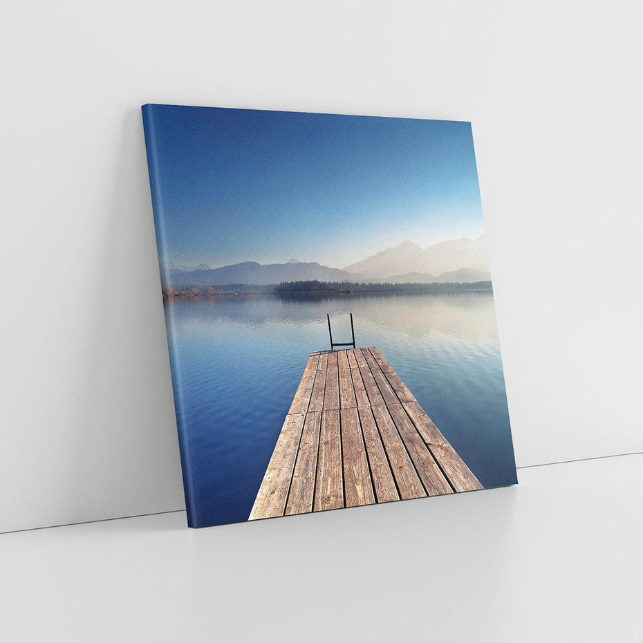 Obraz na płótnie 70x70 - Alpy: jezioro i malownicze molo - Alpy, jezioro