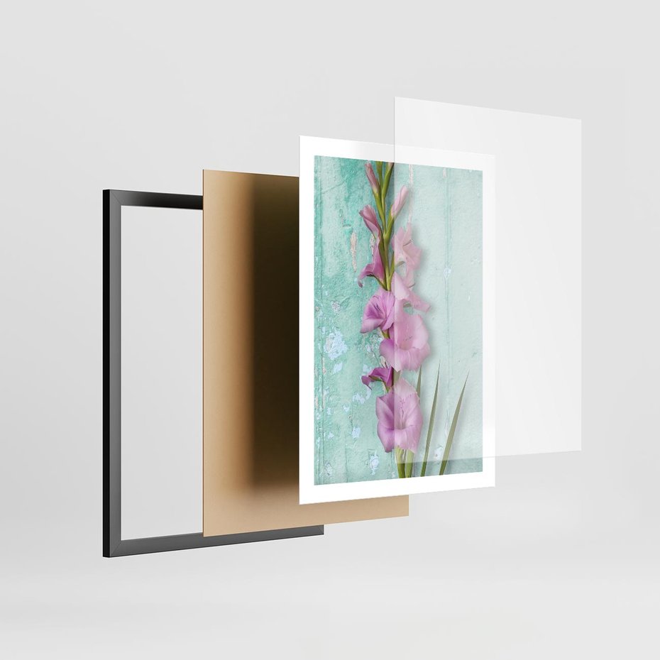 Plakat w ramie 50x70 - Piękno w delikatności - kwiaty, różowe - rama czarna