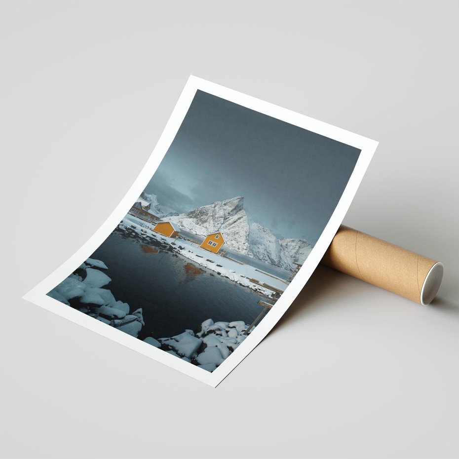 Plakat bez ramy 21x30 - Minimalizm i Urok Natury - skandynawskie, domki