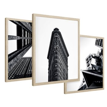 Zestaw obrazy w ramie 30x40 galeria - Architektura, budynki, czarno, biały - rama drewno