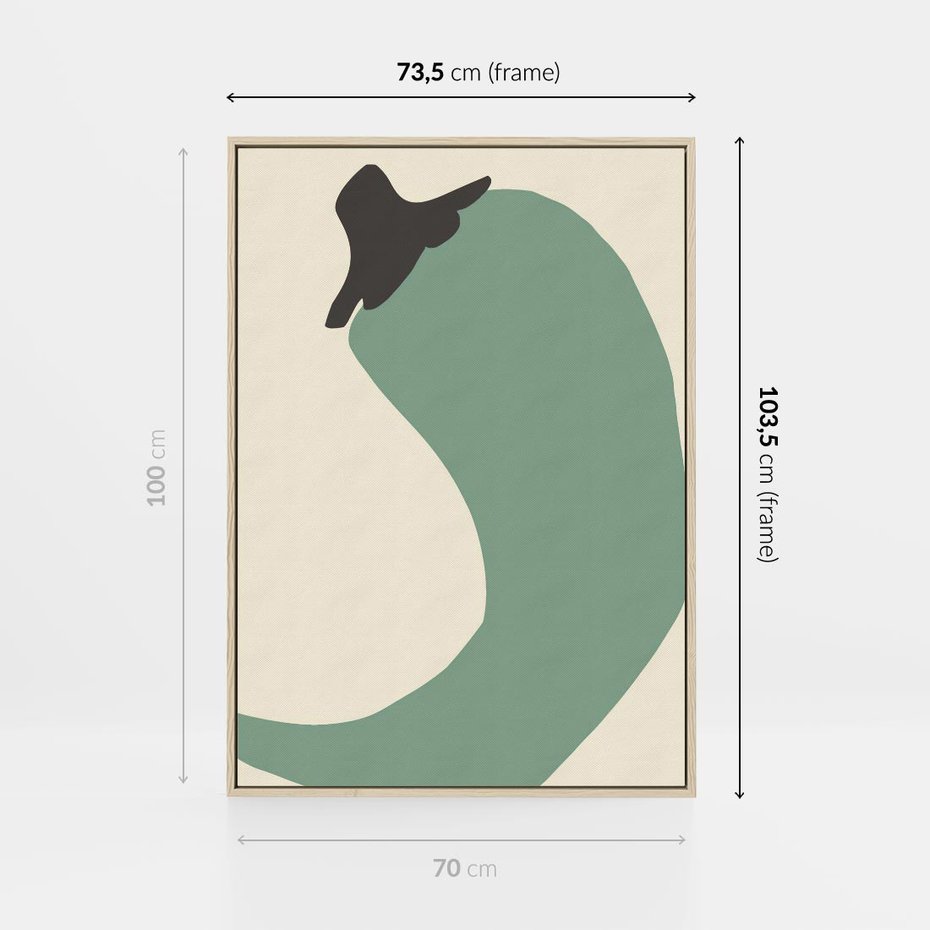 Obraz w ramie 70x100 - Granice Akwareli - abstrakcyjny minimalistyczny obraz, zielona papryczka - rama drewno