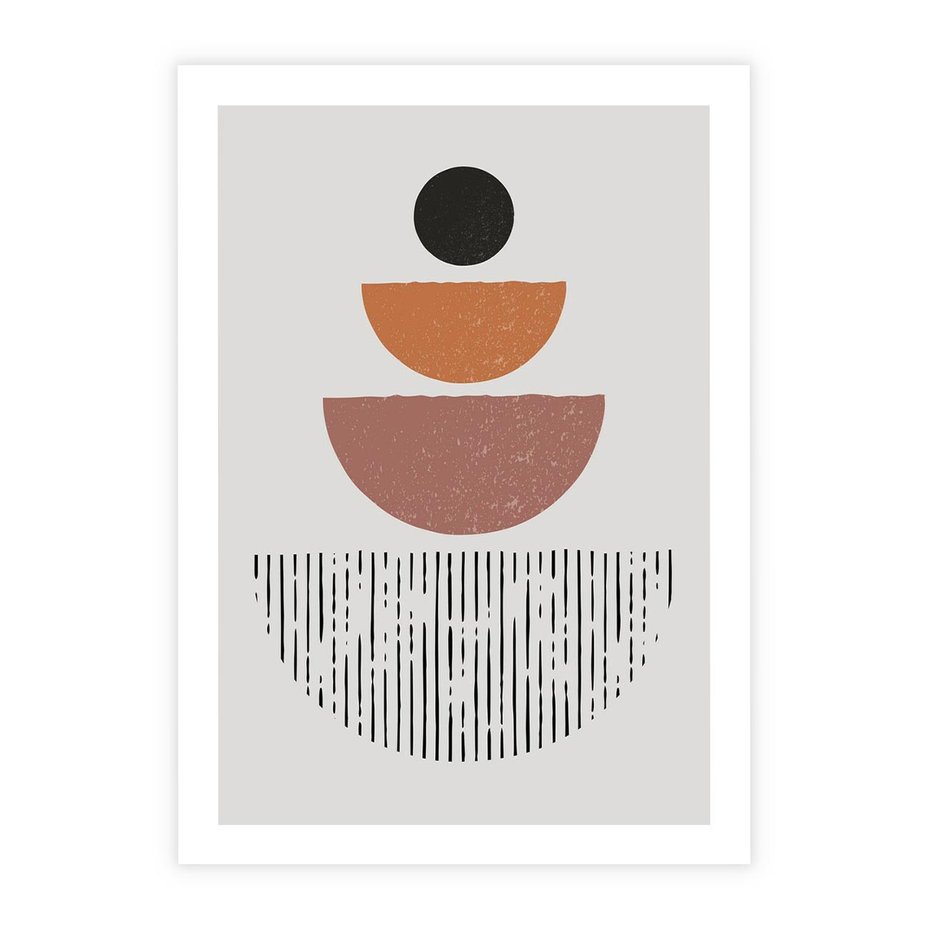 Plakat bez ramy 40x50 - Półkola i Boho Akcent - geometria, półkola