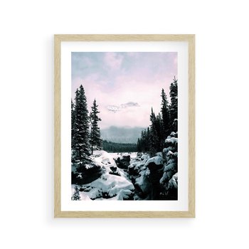 Plakat w ramie 50x70 - Zimowe Góry - zimowy krajobraz, góry - rama drewno