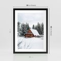 Plakat w ramie 30x40 - Ujęcie zimy w Górach - domek w górach w zimie, śnieg - rama czarna