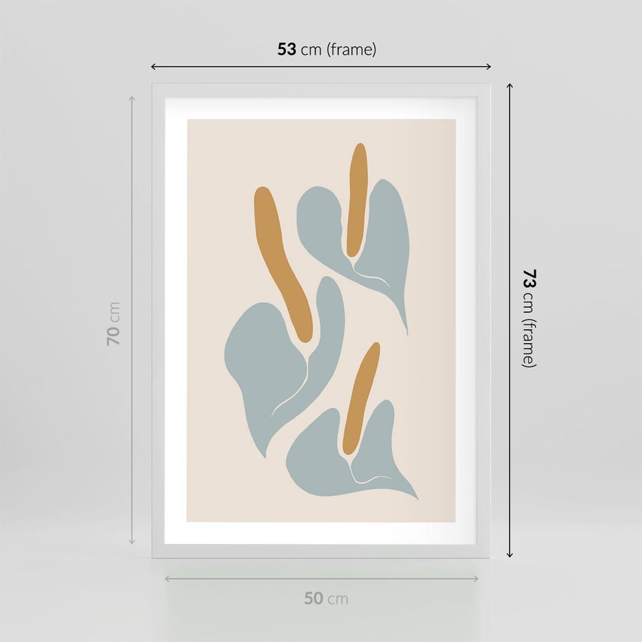 Plakat w ramie 50x70 - Kwiaty Pasteli - kwiaty, nowoczesne i minimalistyczne - rama biała